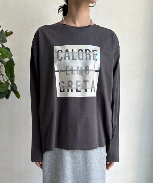 DouDou(ドゥドゥ)の「【WEB限定】ロゴオーガンジーロンTEE(Tシャツ/カットソー・レディース・チャコールグレー/オフホワイト/ブラック・FREE)」の13枚目の写真