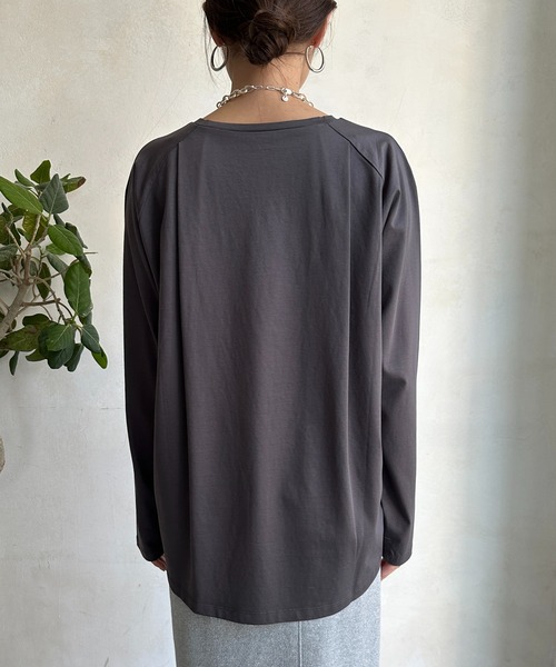 DouDou(ドゥドゥ)の「【WEB限定】ロゴオーガンジーロンTEE(Tシャツ/カットソー・レディース・チャコールグレー/オフホワイト/ブラック・FREE)」の15枚目の写真