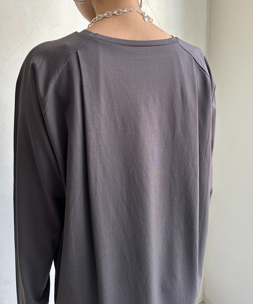 DouDou(ドゥドゥ)の「【WEB限定】ロゴオーガンジーロンTEE(Tシャツ/カットソー・レディース・チャコールグレー/オフホワイト/ブラック・FREE)」の16枚目の写真