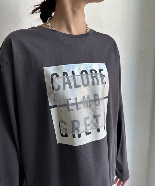 DouDou(ドゥドゥ)の「【WEB限定】ロゴオーガンジーロンTEE(Tシャツ/カットソー・レディース・チャコールグレー/オフホワイト/ブラック・FREE)」の17枚目の写真