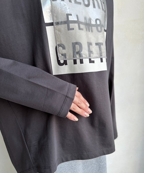 DouDou(ドゥドゥ)の「【WEB限定】ロゴオーガンジーロンTEE(Tシャツ/カットソー・レディース・チャコールグレー/オフホワイト/ブラック・FREE)」の19枚目の写真