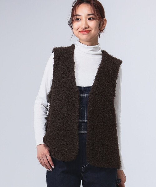 B:MING by BEAMS（ビーミングバイビームス）の「シャギー ニット ベスト（S～M）（ベスト・レディース・ブラウン/オフホワイト・MEDIUM/SMALL）」の2枚目の写真