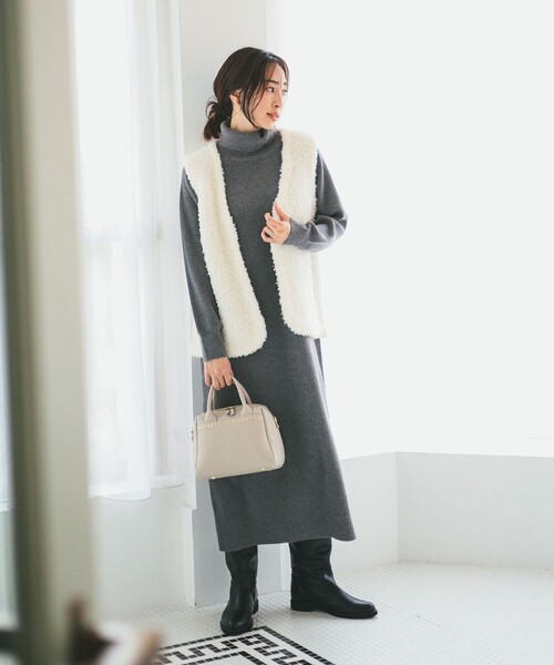 B:MING by BEAMS（ビーミングバイビームス）の「シャギー ニット ベスト（S～M）（ベスト・レディース・ブラウン/オフホワイト・MEDIUM/SMALL）」の4枚目の写真