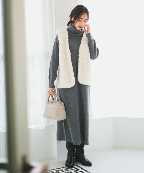 B:MING by BEAMS（ビーミングバイビームス）の「シャギー ニット ベスト（S～M）（ベスト・レディース・ブラウン/オフホワイト・MEDIUM/SMALL）」の5枚目の写真