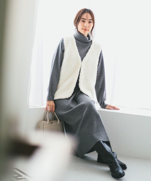 B:MING by BEAMS（ビーミングバイビームス）の「シャギー ニット ベスト（S～M）（ベスト・レディース・ブラウン/オフホワイト・MEDIUM/SMALL）」の8枚目の写真