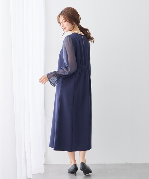 シフォンスリーブ ストレッチジョーゼットワンピース/セレモニー