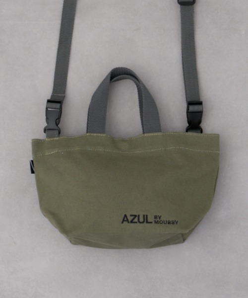 AZUL by moussy（アズールバイマウジー）の「キャンバス2WAYミニバッグ（ハンドバッグ・メンズ・ライトブルー/ブラック/カーキ/チャコールグレー/オフホワイト/マジェンタ・FREE）」の4枚目の写真