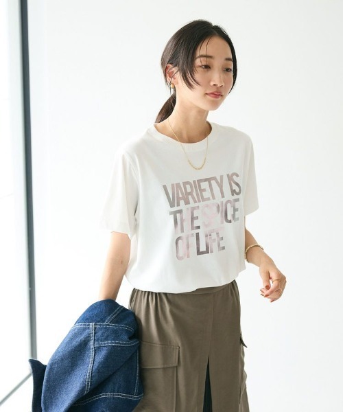 CRAFT STANDARD BOUTIQUE(クラフトスタンダードブティック)の「アソートロゴプリント半袖プルオーバー(Tシャツ/カットソー・レディース・ホワイト/ゴールド/シルバー/チャコールグレー/ブラック・FREE)」の1枚目の写真