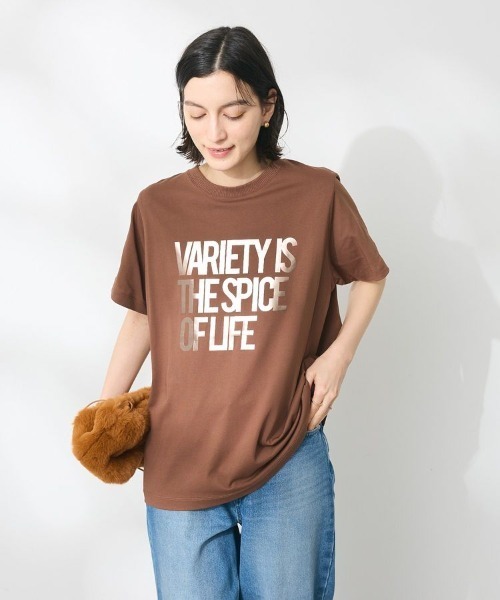 CRAFT STANDARD BOUTIQUE(クラフトスタンダードブティック)の「アソートロゴプリント半袖プルオーバー(Tシャツ/カットソー・レディース・ホワイト/ゴールド/シルバー/チャコールグレー/ブラック・FREE)」の5枚目の写真