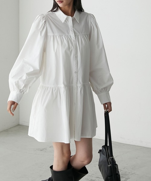 forksy.(フォルクシー)の「【forksy.】パフスリーブティアードチュニックワンピース(チュニック・レディース・ベージュ/オフホワイト/ブラック・FREE)」の8枚目の写真