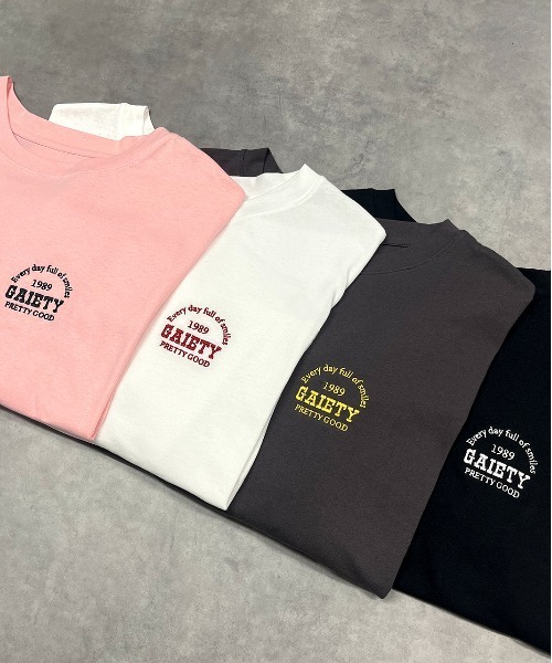 セール】ロゴ刺繍 ショート丈ロングTシャツ（Tシャツ/カットソー