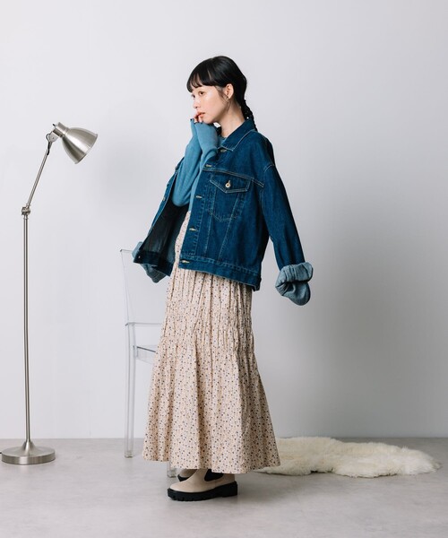 パリ発★ギャザー★シャーリング★スカート★ MAJE FREAK'S STORE スカート 花柄 シャーリングギャザースカート