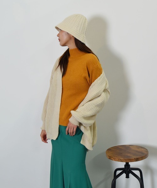 VIVID LADY(ビビッドレディー)の「オーバーフィットオープンニットカーディガン レディース ミディアム丈(Tシャツ/カットソー・レディース・アイボリー/ブラック/グレー/ベージュ・FREE)」の10枚目の写真