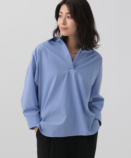 Elura（エルーラ）の「アイロンいらずスキッパーシャツ/140979（シャツ/ブラウス・レディース・ホワイト/ライトブルー/ネイビー・FREE）」の3枚目の写真