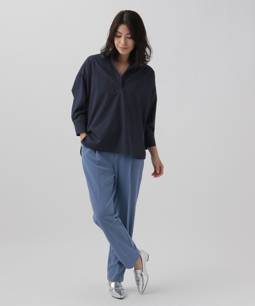 Elura（エルーラ）の「アイロンいらずスキッパーシャツ/140979（シャツ/ブラウス・レディース・ホワイト/ライトブルー/ネイビー・FREE）」の6枚目の写真