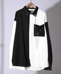 LUXSTYLE | チェーンピン付き無地ポリレーヨンビッグ長袖シャツ(シャツ/ブラウス)