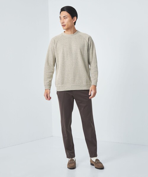 gim（ジム）の「＜GIM＞24FW ローゲージ カノコ クルーネック ニット -ウォッシャブル-（ニット/セーター・メンズ・ブラック/ベージュ・S/M/L）」の4枚目の写真