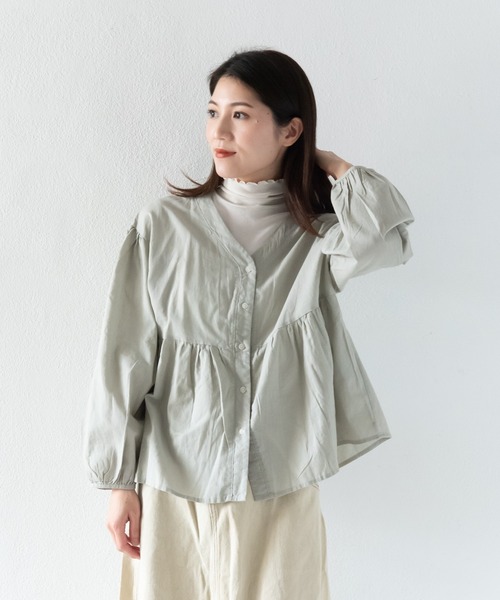 ito fukuoka ブラウス リネン フリル ギャザー フリーサイズベージュ 2.jpg