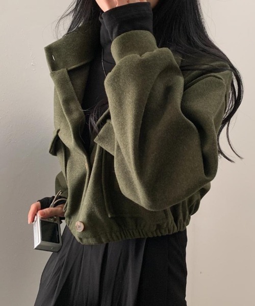 Ritzy(リッツィー)の「オーバーサイズ ショート丈 スタンドカラーブルゾン(ブルゾン・レディース・ブラック/グレー/カーキ/ベージュ・XL/M/L)」の22枚目の写真