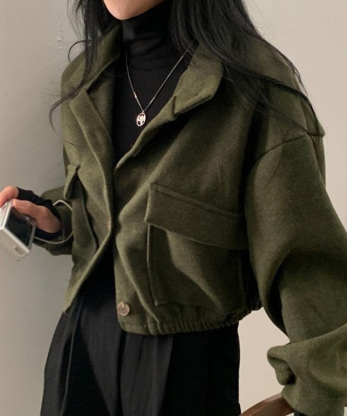 Ritzy(リッツィー)の「オーバーサイズ ショート丈 スタンドカラーブルゾン(ブルゾン・レディース・ブラック/グレー/カーキ/ベージュ・XL/M/L)」の21枚目の写真