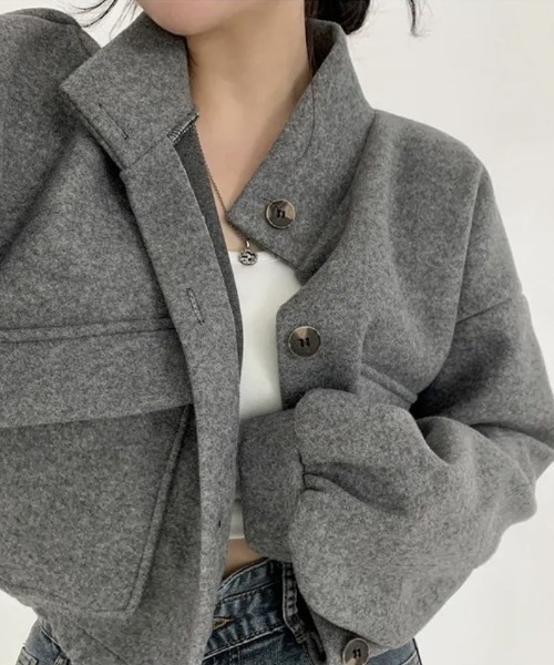 Ritzy(リッツィー)の「オーバーサイズ ショート丈 スタンドカラーブルゾン(ブルゾン・レディース・ブラック/グレー/カーキ/ベージュ・XL/M/L)」の18枚目の写真