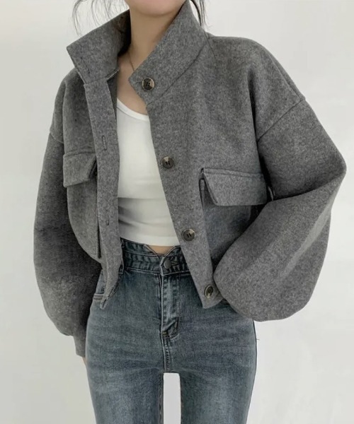 Ritzy(リッツィー)の「オーバーサイズ ショート丈 スタンドカラーブルゾン(ブルゾン・レディース・ブラック/グレー/カーキ/ベージュ・XL/M/L)」の16枚目の写真