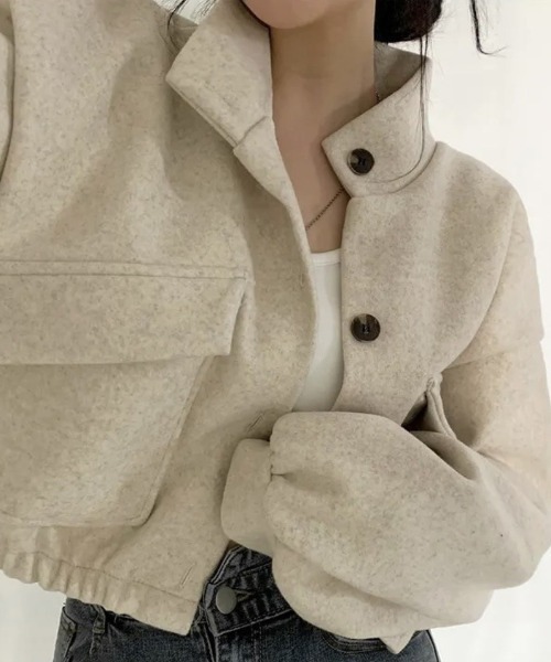 Ritzy(リッツィー)の「オーバーサイズ ショート丈 スタンドカラーブルゾン(ブルゾン・レディース・ブラック/グレー/カーキ/ベージュ・XL/M/L)」の12枚目の写真