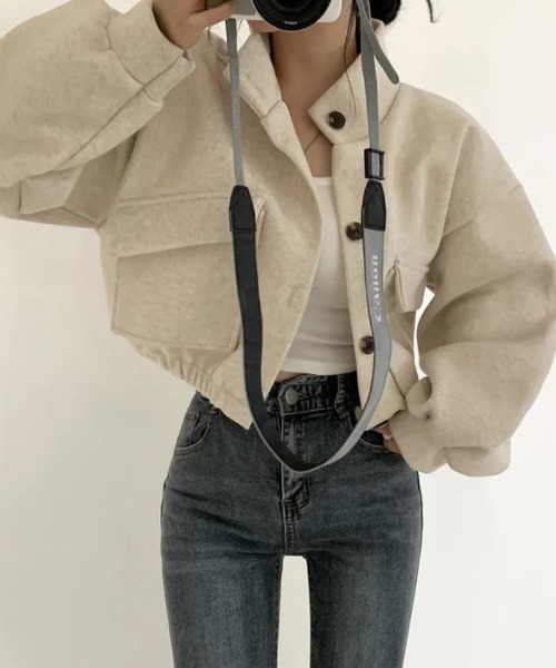 Ritzy(リッツィー)の「オーバーサイズ ショート丈 スタンドカラーブルゾン(ブルゾン・レディース・ブラック/グレー/カーキ/ベージュ・XL/M/L)」の11枚目の写真