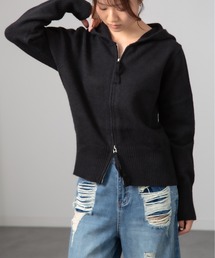 HALEY PESCA | HALEY PESCA/ダブルジップ ショート丈 ニットパーカー(パーカー)