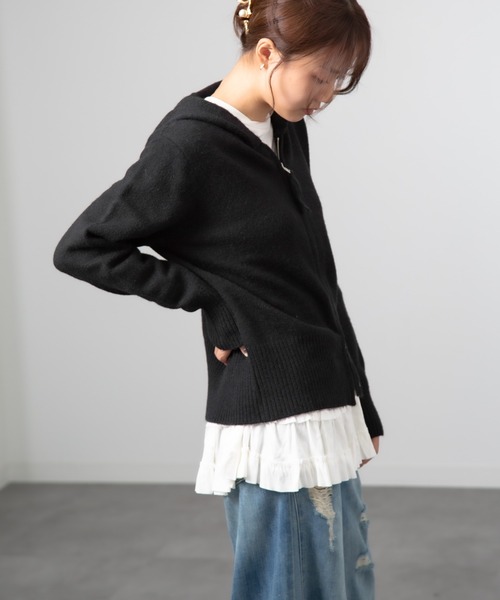 HALEY PESCA/ダブルジップ ショート丈 ニットパーカー（パーカー