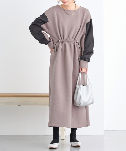 【セール】異素材使いカットワンピース（ワンピース）｜NICOLE white（ニコルホワイト）