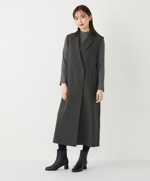 SHIPS Colors(シップス カラーズ)の「SHIPS Colors:〈手洗い可能〉2WAY ジレ ワンピース(ジャンパースカート・レディース・グレー/ネイビー/ブラウン・ONE SIZE)」の2枚目の写真