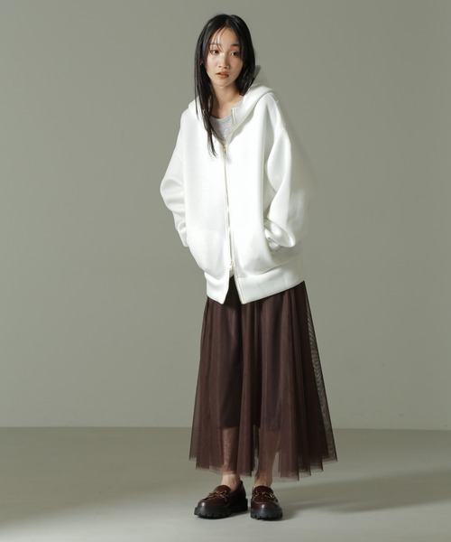 NANO universe（ナノユニバース）の「【WEB限定】テックダンボールダブルジップBIGパーカ男女兼用（パーカー・レディース・ブラック/ライトベージュ/オフホワイト/グレー・MEDIUM/LARGE）」の18枚目の写真