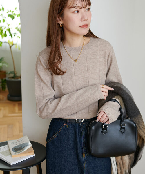 DISCOAT(ディスコート)の「【10色展開/WEB限定】ウールライクプルオーバー(ニット/セーター・レディース・モスグリーン/マスタード/チャコールグレー/アイボリー/ネイビー/グリーン系その他2/ブラウン/レッド/ブラック/グレイッシュベージュ・MEDIUM)」の19枚目の写真