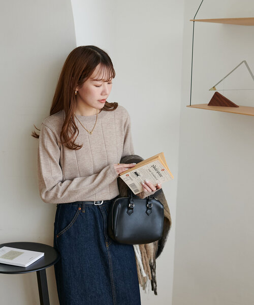 DISCOAT(ディスコート)の「【10色展開/WEB限定】ウールライクプルオーバー(ニット/セーター・レディース・モスグリーン/マスタード/チャコールグレー/アイボリー/ネイビー/グリーン系その他2/ブラウン/レッド/ブラック/グレイッシュベージュ・MEDIUM)」の21枚目の写真