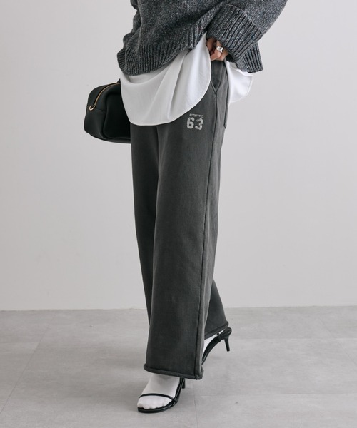 PUAL CE CIN（ピュアルセシン）の「裏起毛スウェットフレアパンツ（スウェットパンツ・レディース・オートミール/チャコールグレー・FREE）」の9枚目の写真