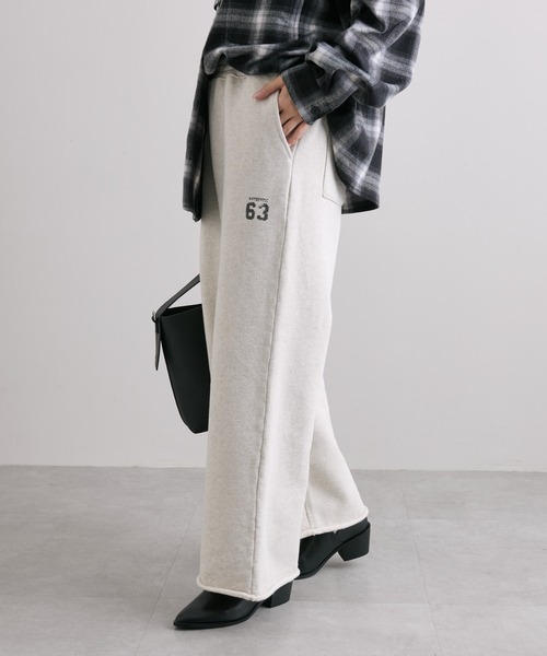 PUAL CE CIN（ピュアルセシン）の「裏起毛スウェットフレアパンツ（スウェットパンツ・レディース・オートミール/チャコールグレー・FREE）」の5枚目の写真