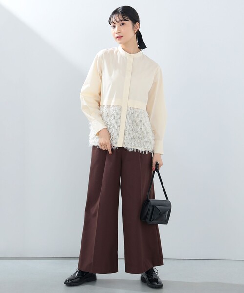 BEAMS HEART(ビームスハート)の「フリンジジャカード 切替 シャツ(シャツ/ブラウス・レディース・ブラック/オフホワイト/ベージュ・FREE)」の6枚目の写真