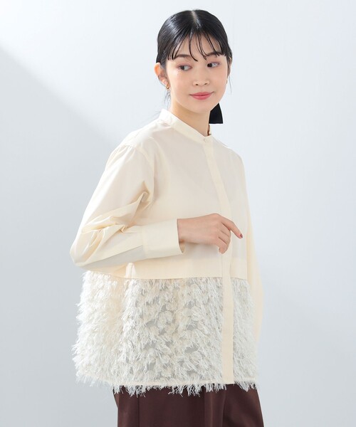 BEAMS HEART(ビームスハート)の「フリンジジャカード 切替 シャツ(シャツ/ブラウス・レディース・ブラック/オフホワイト/ベージュ・FREE)」の9枚目の写真
