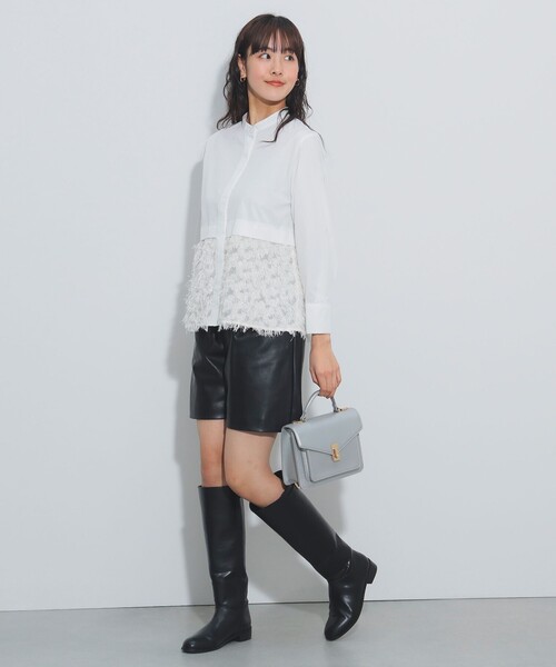 BEAMS HEART(ビームスハート)の「フリンジジャカード 切替 シャツ(シャツ/ブラウス・レディース・ブラック/オフホワイト/ベージュ・FREE)」の10枚目の写真