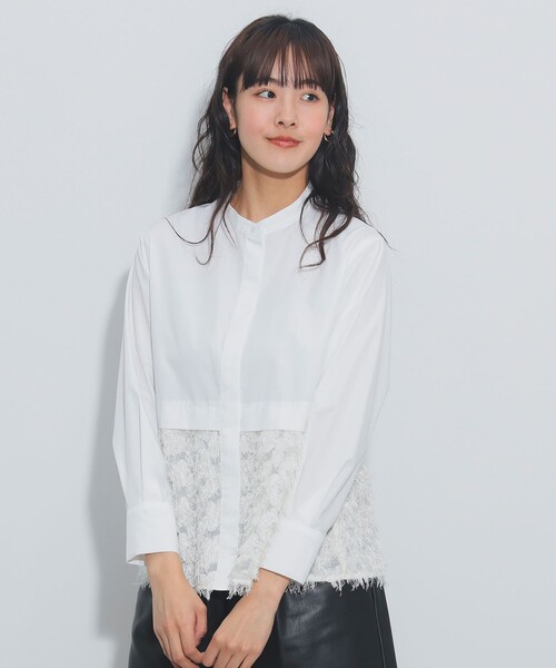 BEAMS HEART(ビームスハート)の「フリンジジャカード 切替 シャツ(シャツ/ブラウス・レディース・ブラック/オフホワイト/ベージュ・FREE)」の12枚目の写真