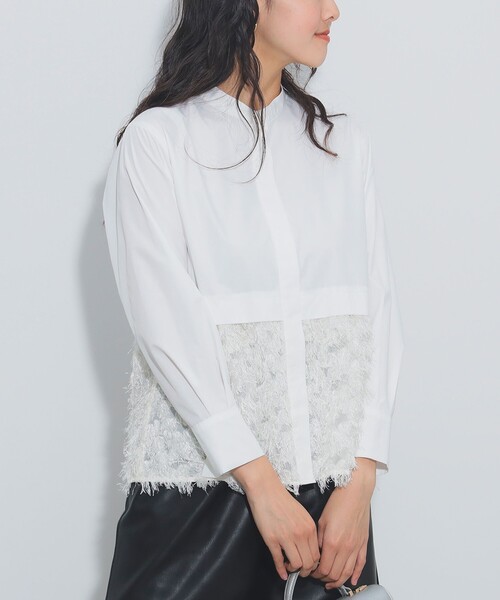 BEAMS HEART(ビームスハート)の「フリンジジャカード 切替 シャツ(シャツ/ブラウス・レディース・ブラック/オフホワイト/ベージュ・FREE)」の13枚目の写真