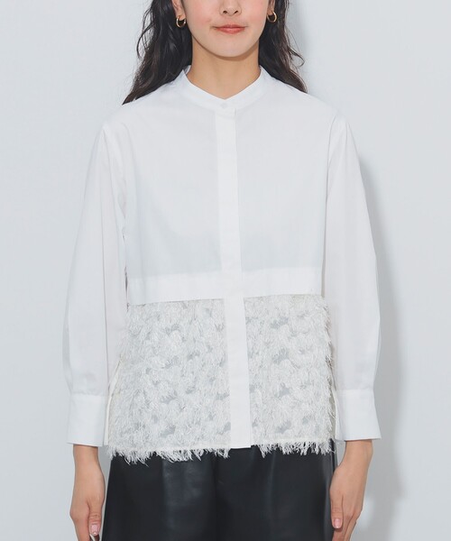 BEAMS HEART(ビームスハート)の「フリンジジャカード 切替 シャツ(シャツ/ブラウス・レディース・ブラック/オフホワイト/ベージュ・FREE)」の14枚目の写真