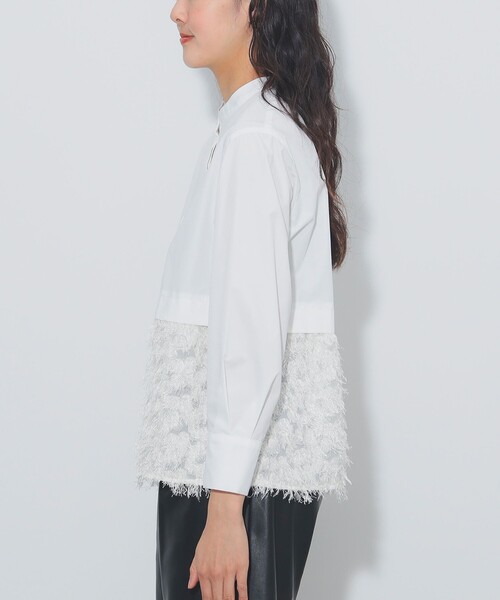 BEAMS HEART(ビームスハート)の「フリンジジャカード 切替 シャツ(シャツ/ブラウス・レディース・ブラック/オフホワイト/ベージュ・FREE)」の15枚目の写真