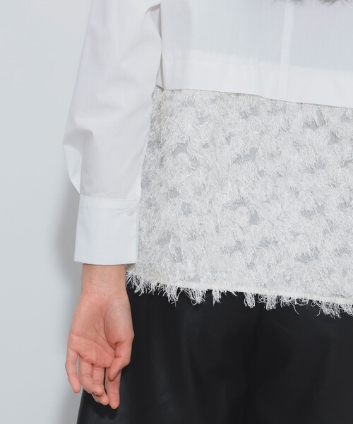 BEAMS HEART(ビームスハート)の「フリンジジャカード 切替 シャツ(シャツ/ブラウス・レディース・ブラック/オフホワイト/ベージュ・FREE)」の18枚目の写真