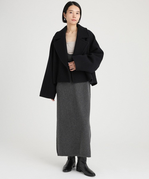 BABYLONE（バビロン）の「ウールベロアショートコート（ピーコート・レディース・オレンジ/ライトベージュ/ブラック・フリー）」の21枚目の写真