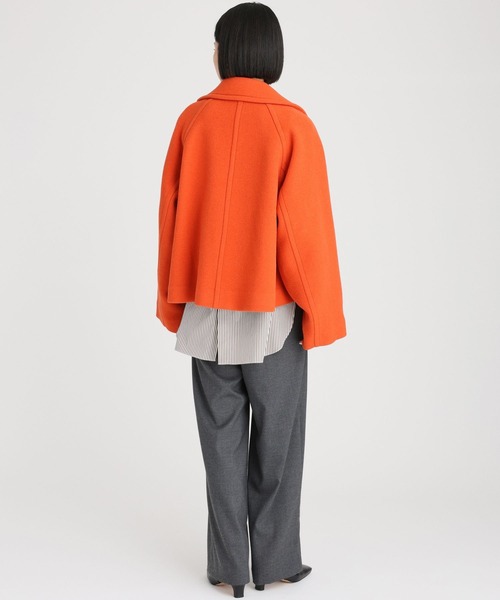 BABYLONE（バビロン）の「ウールベロアショートコート（ピーコート・レディース・オレンジ/ライトベージュ/ブラック・フリー）」の14枚目の写真