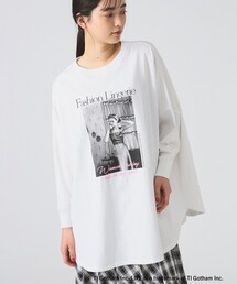 tシャツ ポンチョシルエットロゴロンT レディース ロング ポンチョ Tシャツ/カットソー」に該当するレディースの