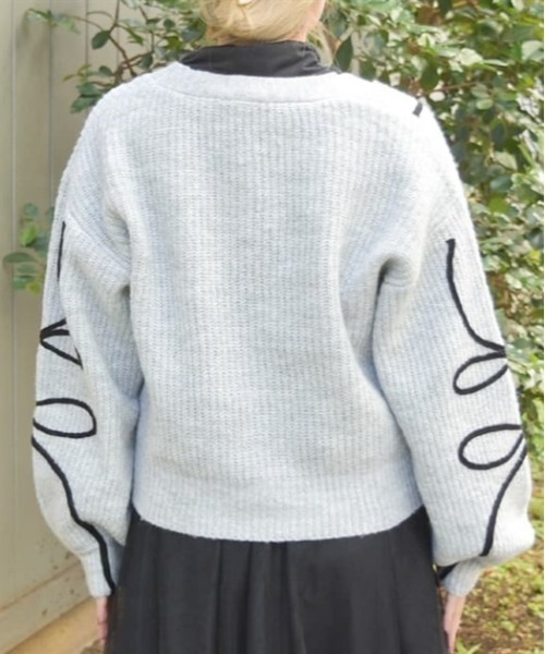 axes femme（アクシーズファム）の「リボンテープ風刺繍ニットカーディガン（カーディガン/ボレロ・レディース・杢グレー/ブラック/ベージュ・FREE）」の6枚目の写真