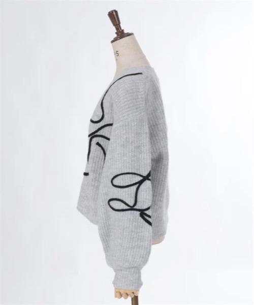 axes femme（アクシーズファム）の「リボンテープ風刺繍ニットカーディガン（カーディガン/ボレロ・レディース・杢グレー/ブラック/ベージュ・FREE）」の8枚目の写真